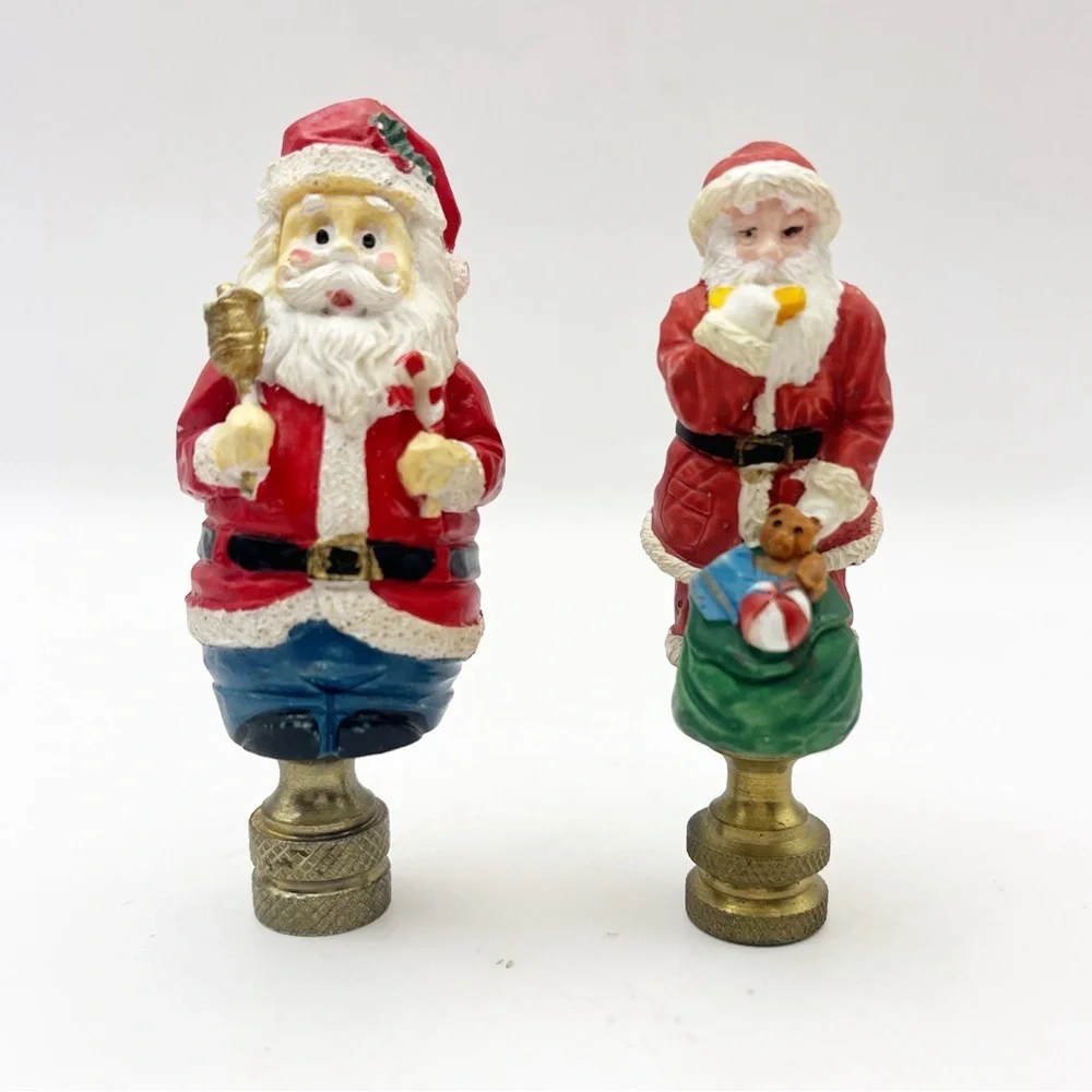 Santa Claus Lamp Finial Christmas Holiday Decoration Lampshade Set of 2